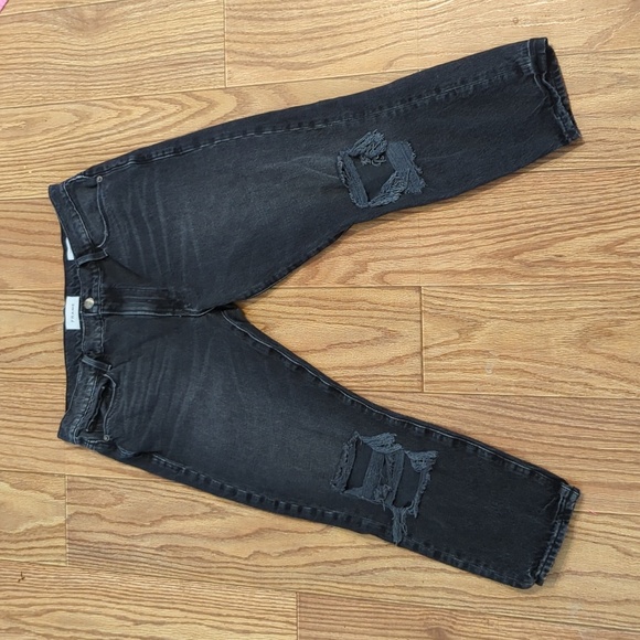 Frame Le Garçon Crop black jeans cropped distressed mid-rise women's size 27" - Picture 1 of 8